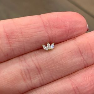 BVLA Triple Marquise CZ Fan Press-fit End in Gold